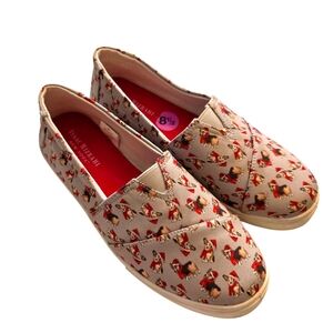 Isaac Mizrahi Corgi Santa Christmas Canvas Slip On Shoes Size 8.5 EUC
